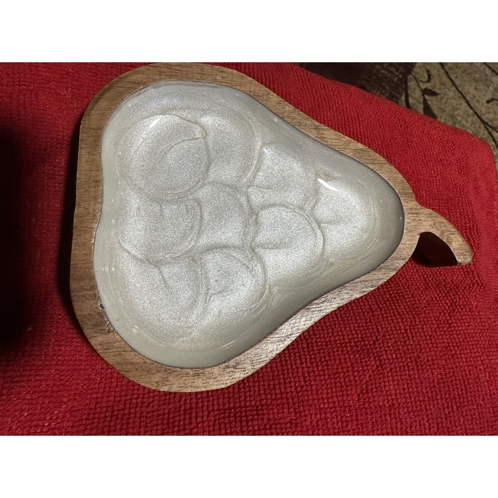 Acacia woods Wooden Tray with Shell Inlay MCM